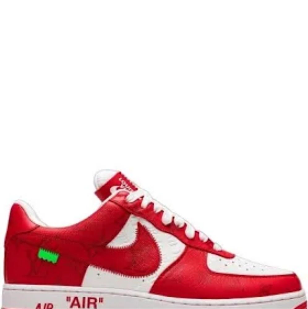 Nike Red and White Air Force 1 Athletic Shoes